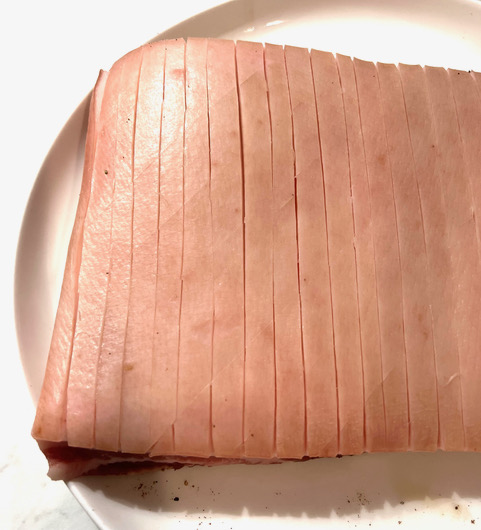 pork rind sliced