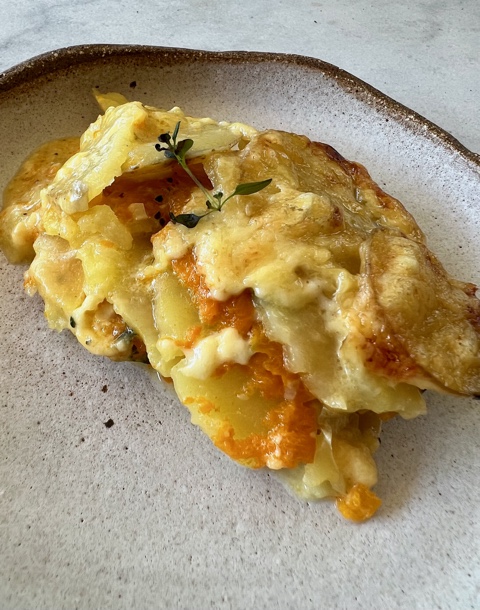 Creamy Potato & Pumpkin Bake on Plate