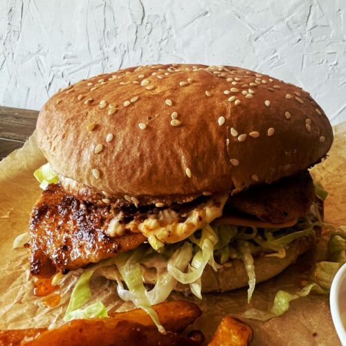 Chicken Burger on tray