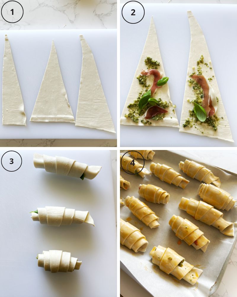 Step by step (4 ) to make savoury croissants