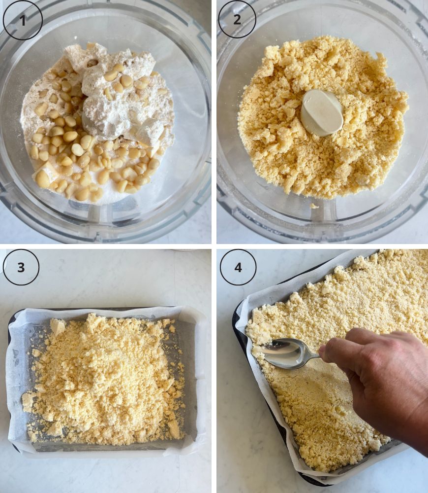 step by step macadamia  nuts dough