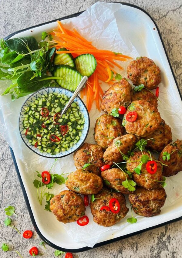 Thai Pork Cakes with Cucumber Dipping Sauce