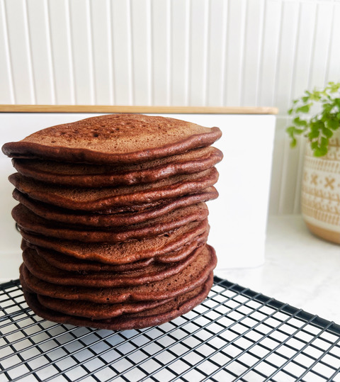 pancake stack on a wire rack