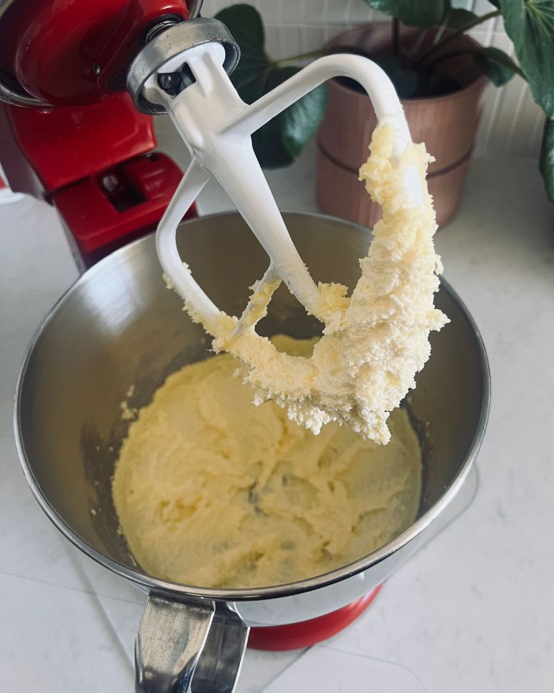 creaming butter and sugar in kitchenaid mix master