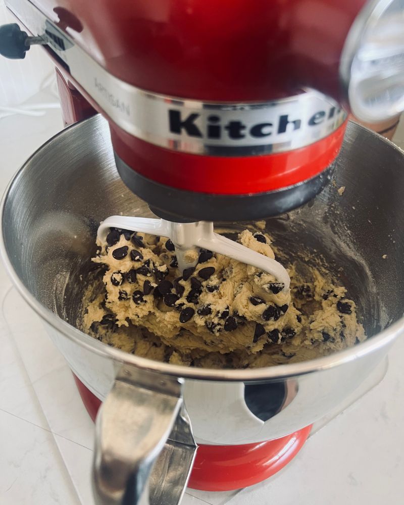 cookie dough in a mix master