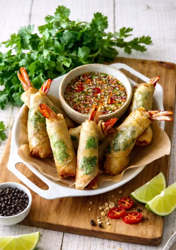 Crispy Thai Prawn and Pork Spring Rolls