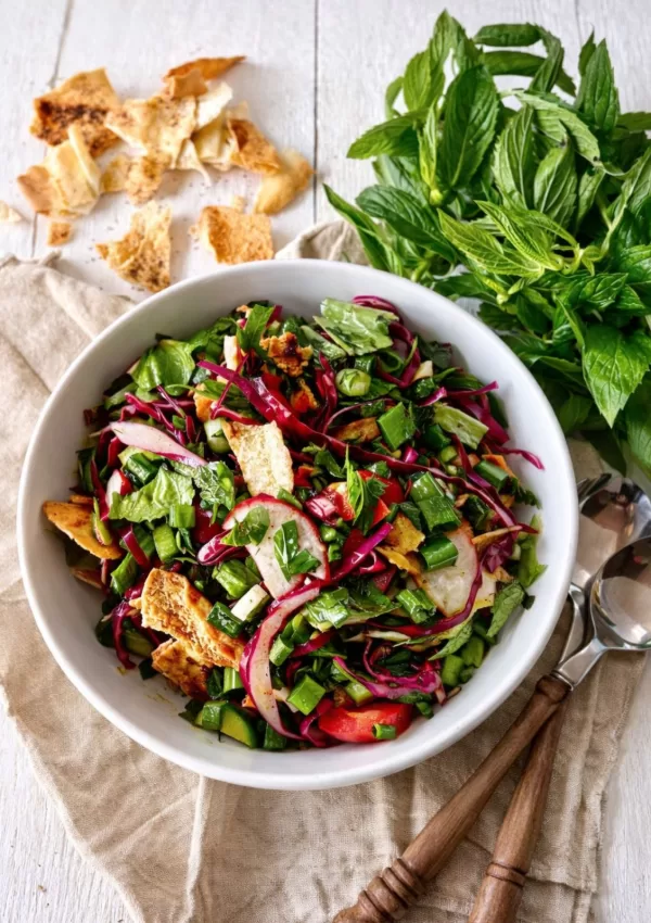 Fattoush Salad with Crispy Pita and Sumac Dressing