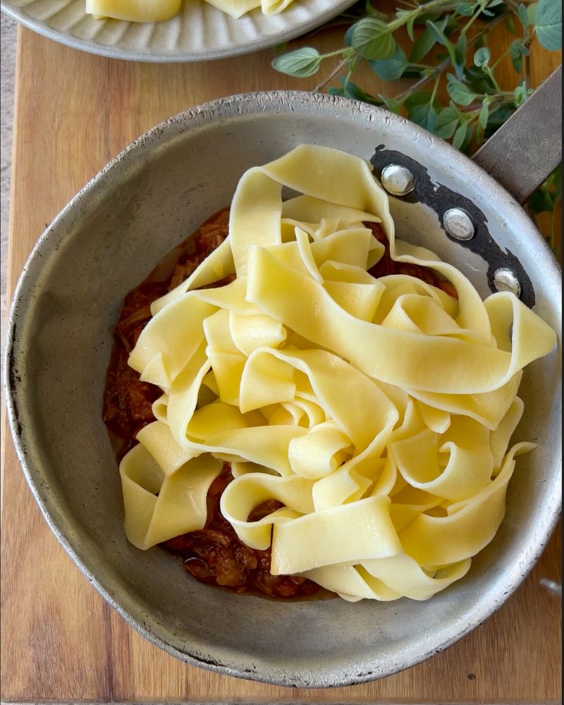 pasta in small pan