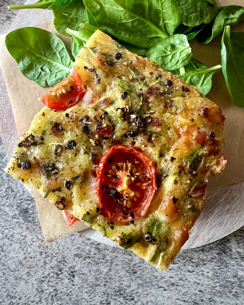 close up of tomato on a slice