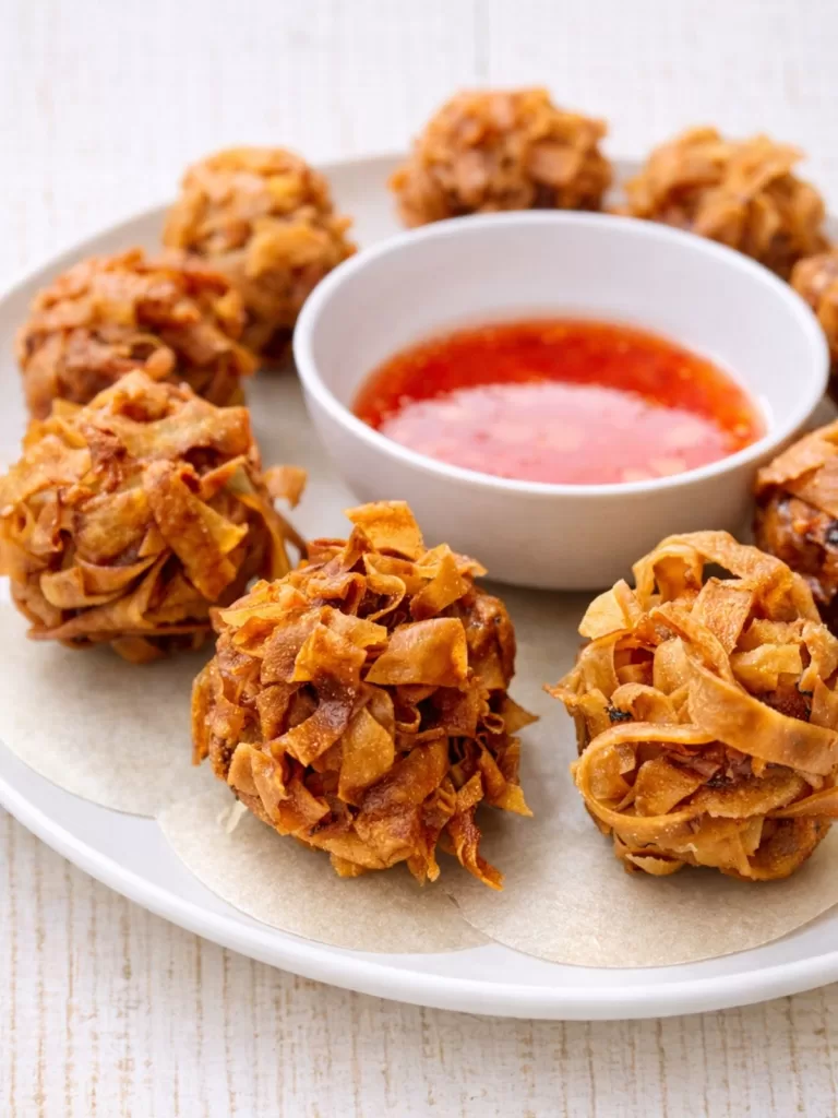 prawn balls on white plate