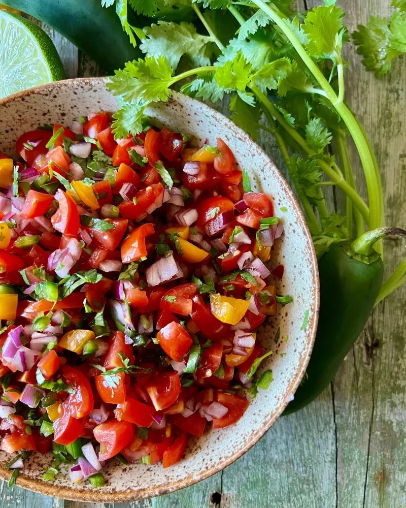 fresh tomato salsa in bowl