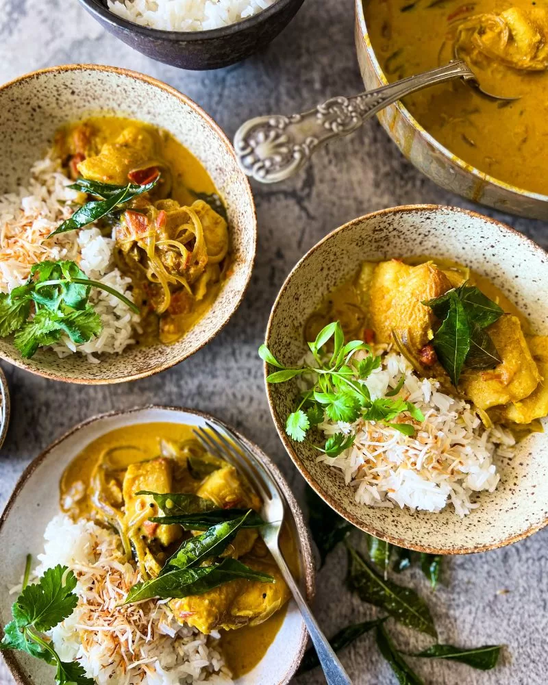 bowls of fish curry