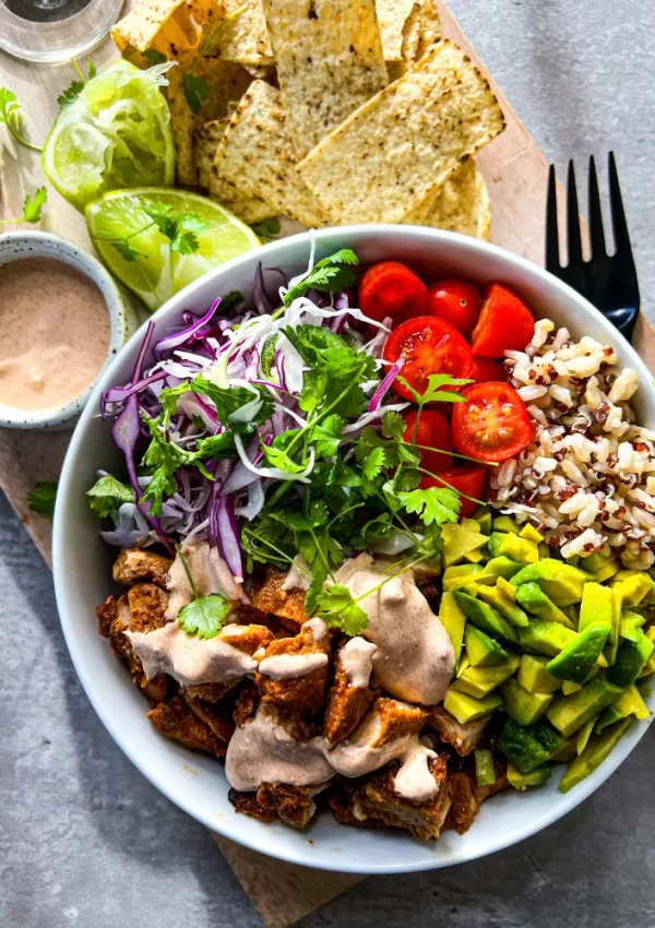 Chipotle Chicken & Grain Bowls (with Mexican slaw)