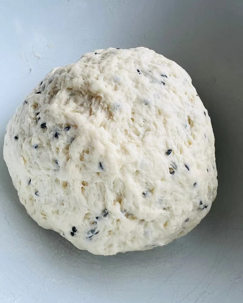 close up of naan dough