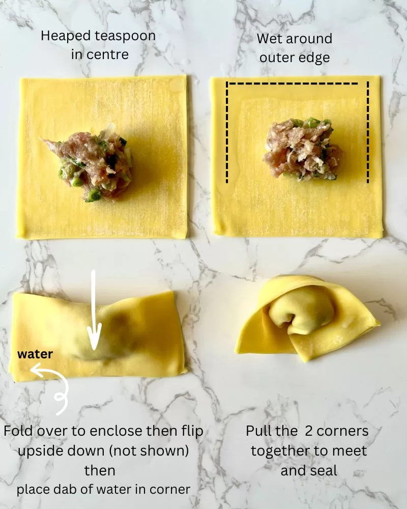 instructions how to fold wontons