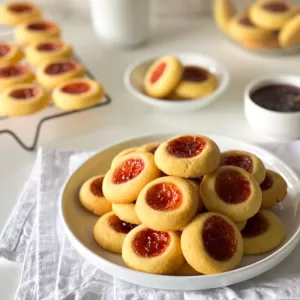 jam drop biscuits on white plate