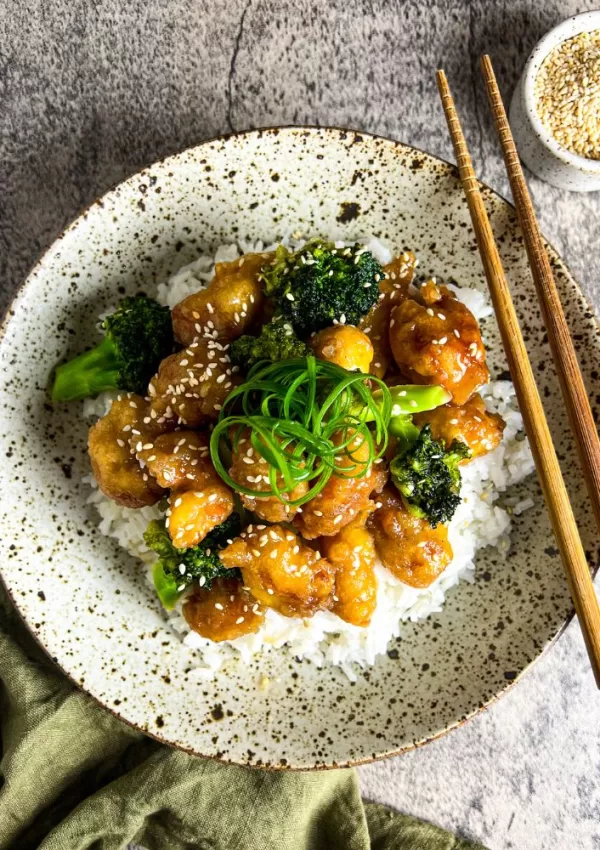 Crispy Lemon Honey Chicken with Broccoli