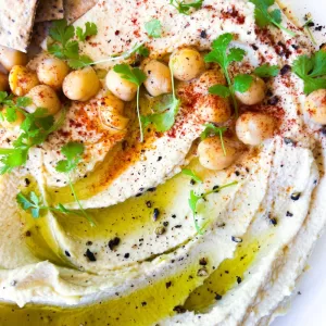 close up of hummus