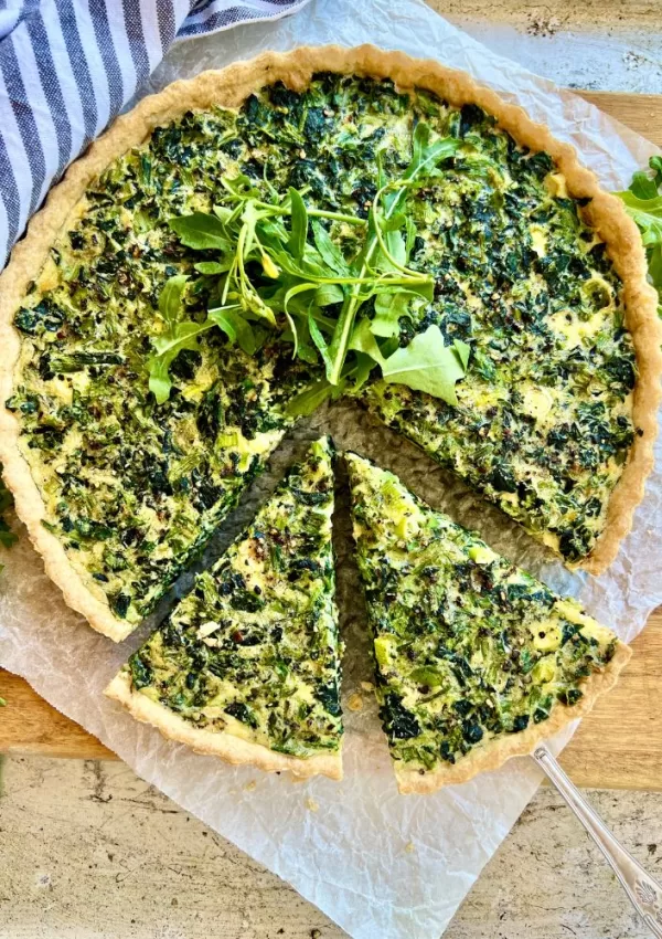 Spinach & Feta Quiche with Wholemeal Pastry