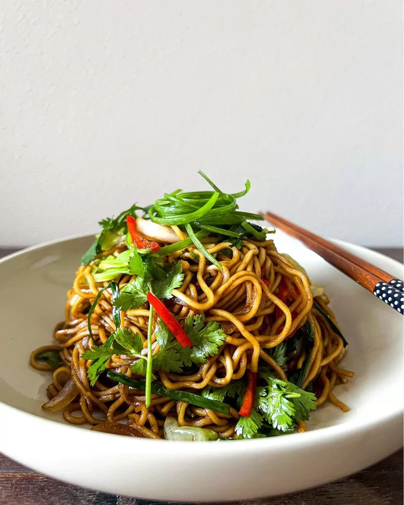 soy sauce noodles in a bowl