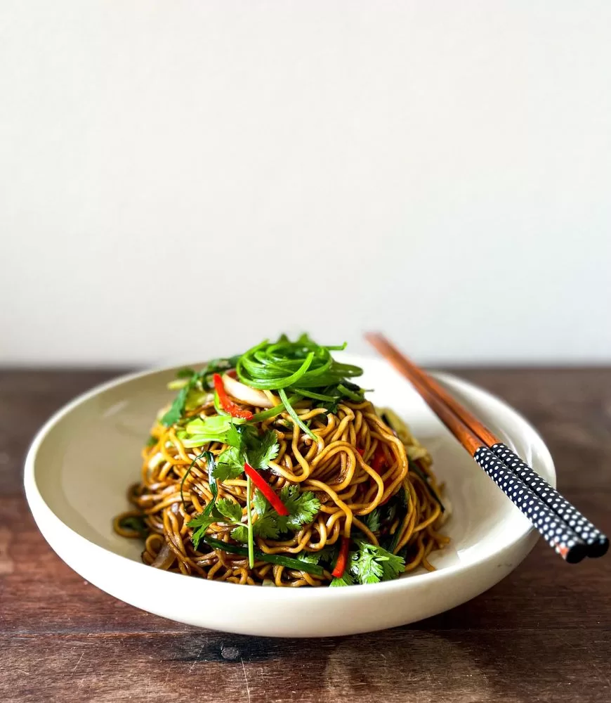 Noodles in a bowl