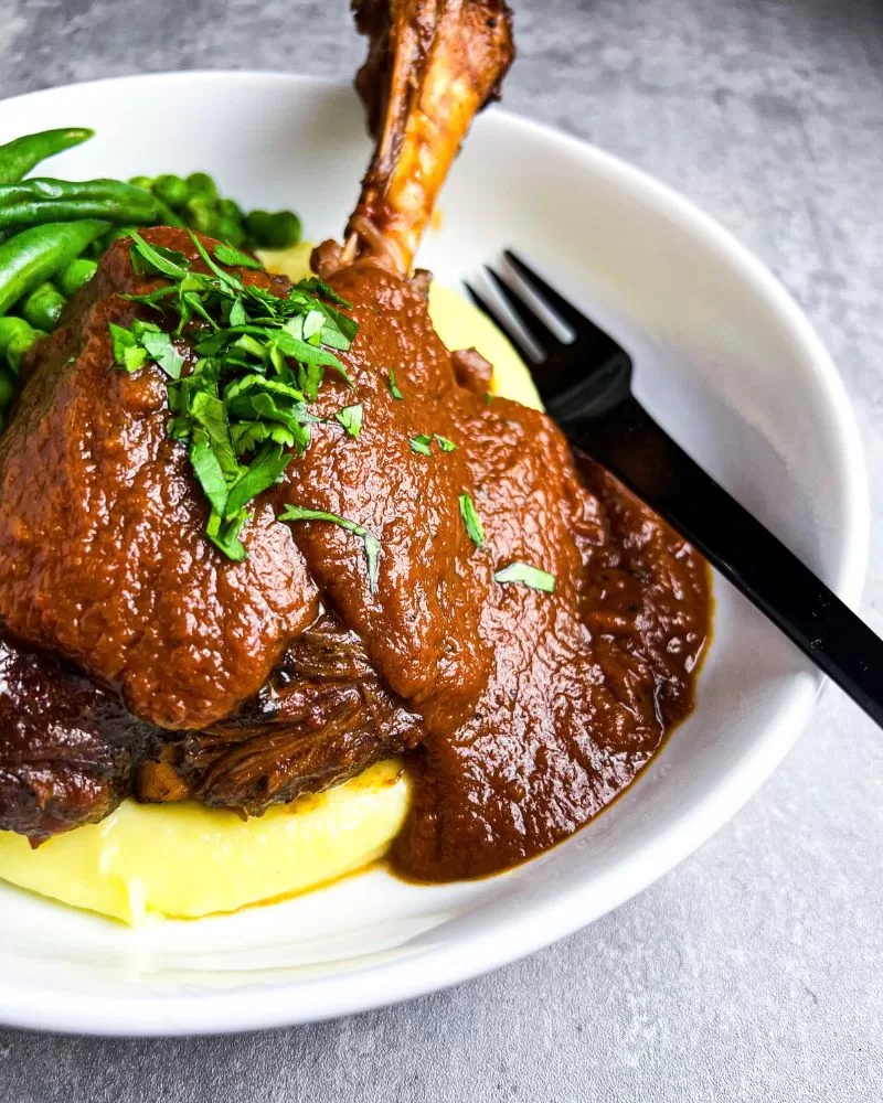 slow braised lamb shank in red wine