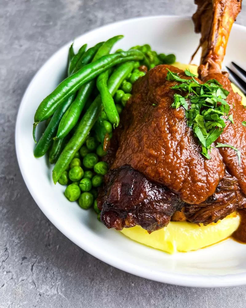 slow braised lamb shank in red wine