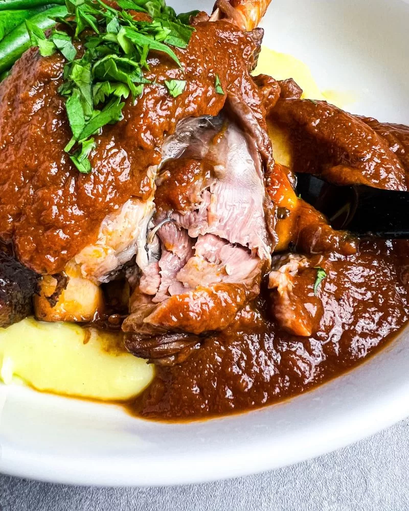 slow braised lamb shank in red wine