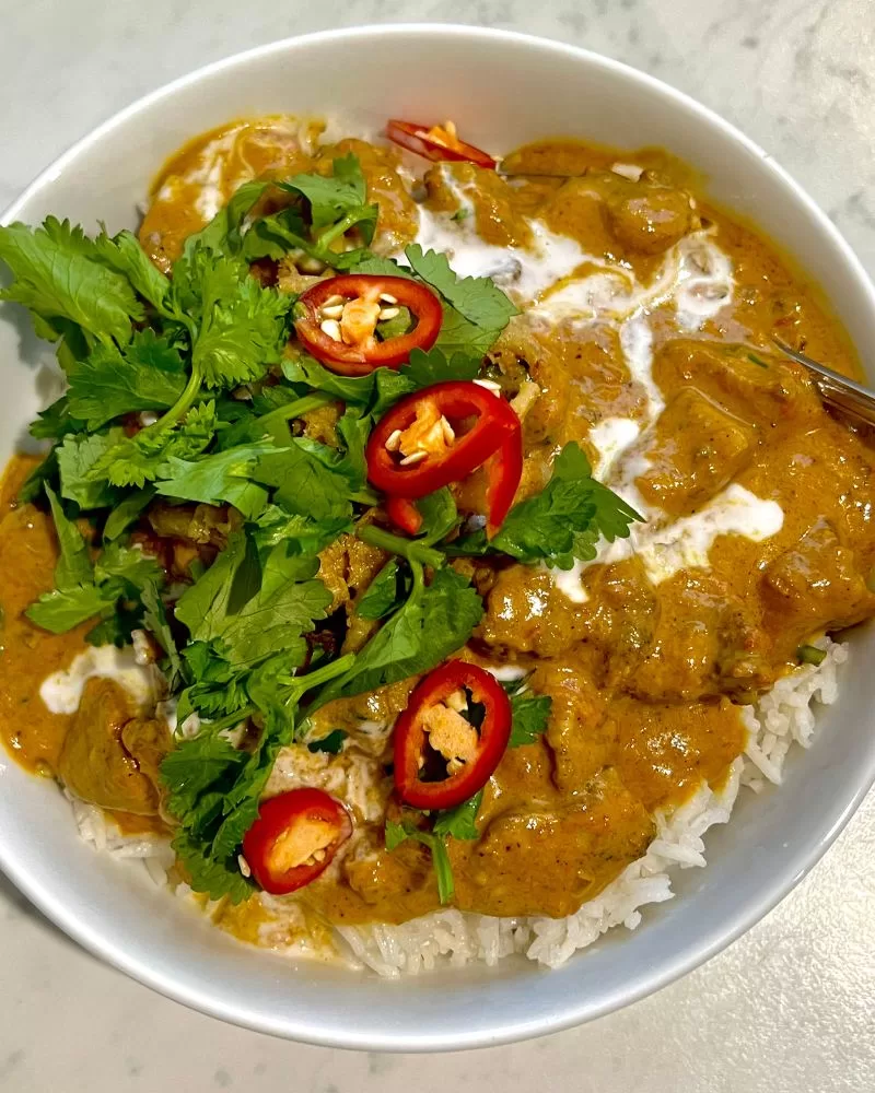 chicken curry in a bowl